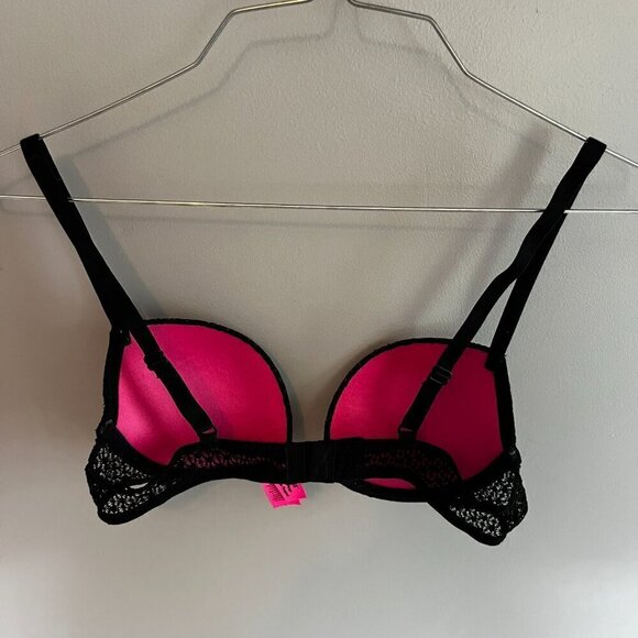 LA SENZA Remix pushup plunge bra Size 32B Black Lace Padded with Underwire - Picture 5 of 11